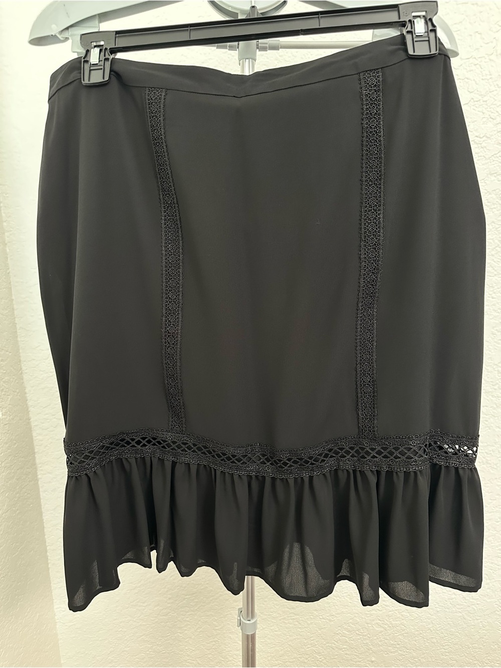 Karl Lagerfeld Black Mini Skirt with Lace Trim